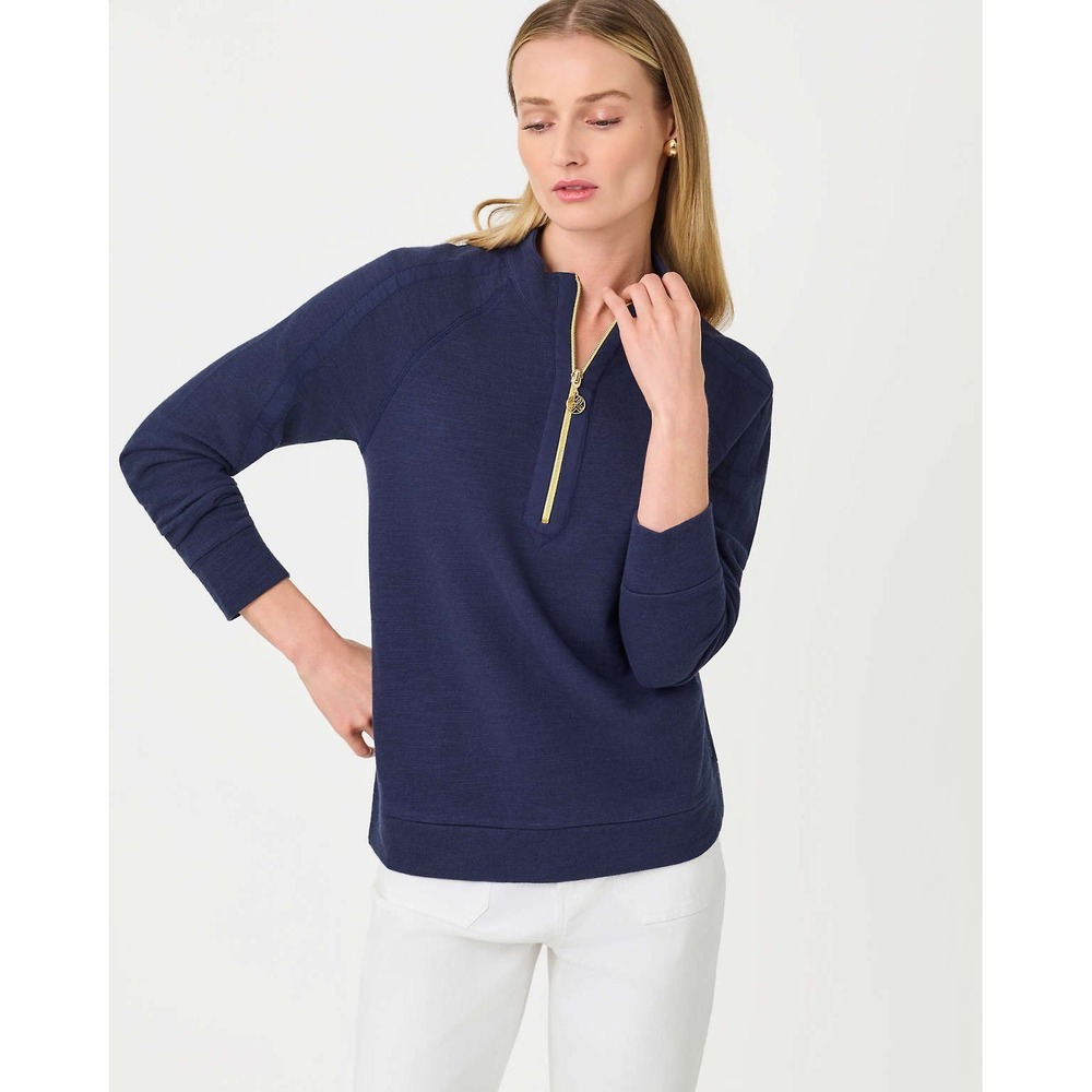 Lilly Pulitzer Ashlee Half-Zip Pullover Navy Blue‎ Women's Size  XXS